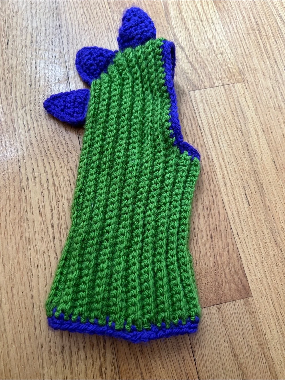 Snooch Green & Purple Knit Dog snooch - Dino Spikes dog hat and collar protector